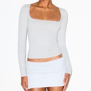 SKIMS Square Neck Long Sleeve Top - Light BLUE